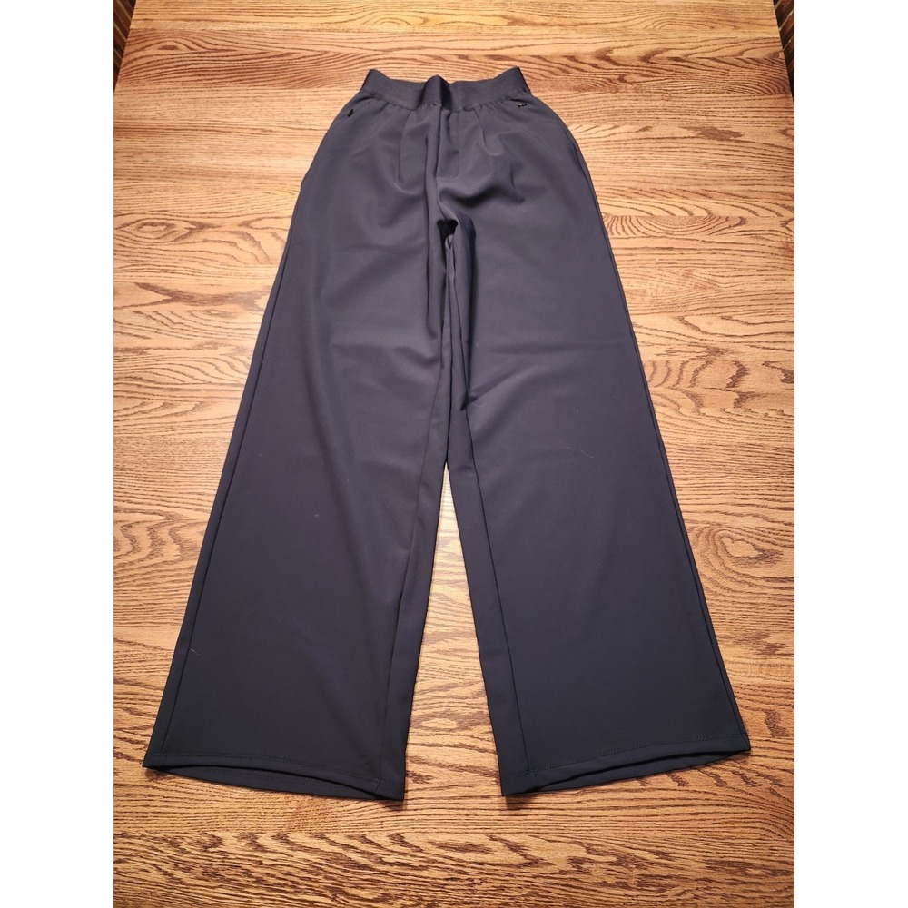 Good American Black Pull-on Elastic Waist Wide Leg Trouser Size XS Pleated